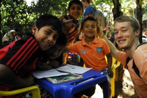 Johnny makes some new friends at an after school program supported by La Mariposa.