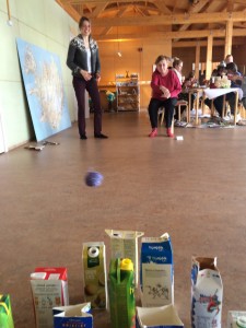 Helga bowls a strike at Sesseljuhús Recycling Day. The event was a big hit with all the residents who played games, did crafts, and learned about recycling and composting! 