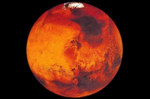 A picture of the planet Mars taken by NASA